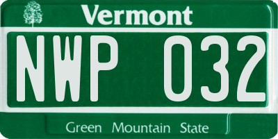 VT license plate NWP032