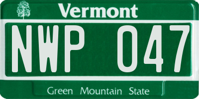 VT license plate NWP047