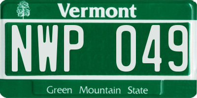 VT license plate NWP049