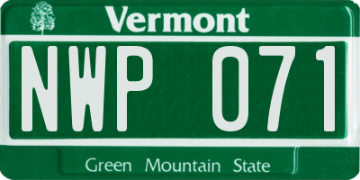 VT license plate NWP071