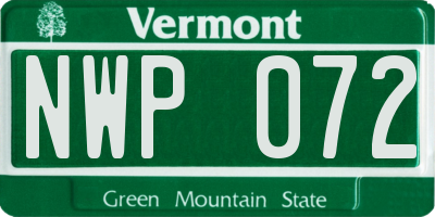 VT license plate NWP072