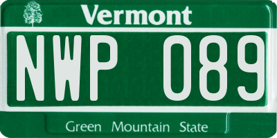 VT license plate NWP089