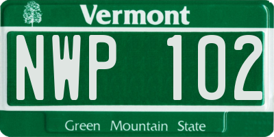 VT license plate NWP102
