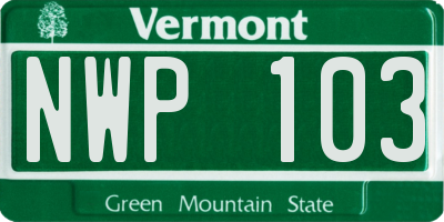VT license plate NWP103