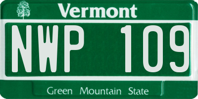 VT license plate NWP109