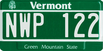 VT license plate NWP122