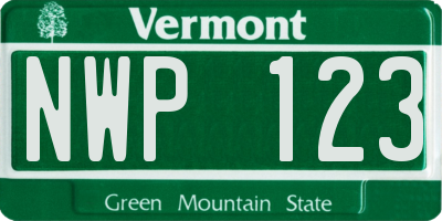 VT license plate NWP123