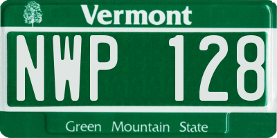VT license plate NWP128