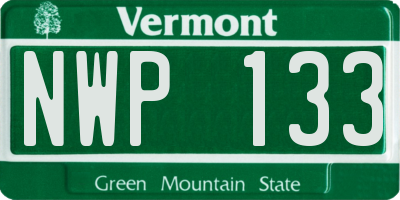VT license plate NWP133