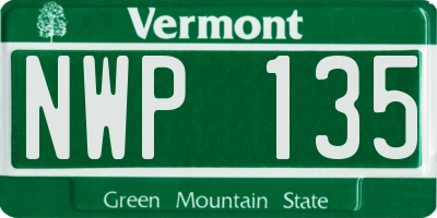 VT license plate NWP135
