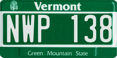 VT license plate NWP138