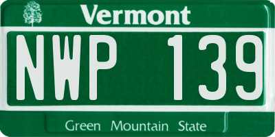VT license plate NWP139
