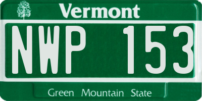 VT license plate NWP153