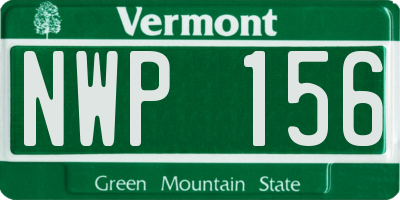 VT license plate NWP156