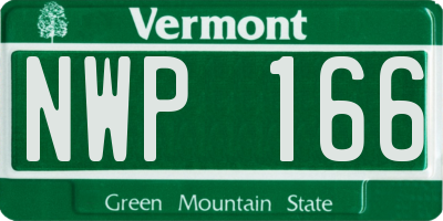 VT license plate NWP166