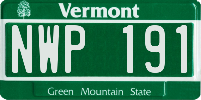 VT license plate NWP191