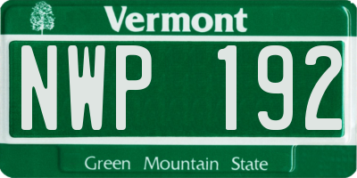 VT license plate NWP192