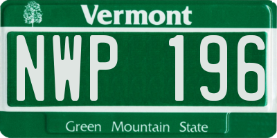 VT license plate NWP196