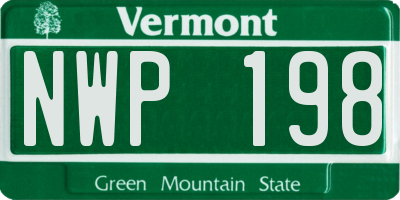 VT license plate NWP198