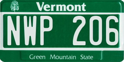 VT license plate NWP206