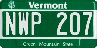 VT license plate NWP207