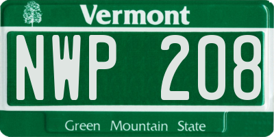 VT license plate NWP208
