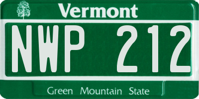 VT license plate NWP212