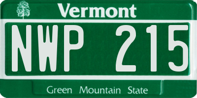 VT license plate NWP215