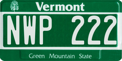 VT license plate NWP222