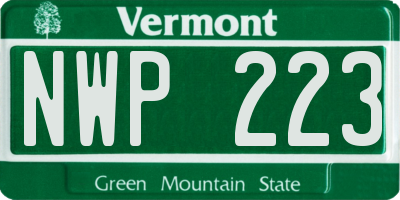 VT license plate NWP223