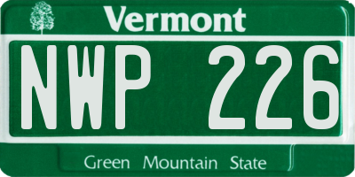 VT license plate NWP226