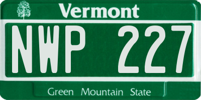 VT license plate NWP227