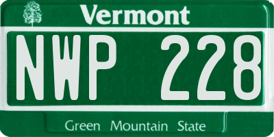 VT license plate NWP228