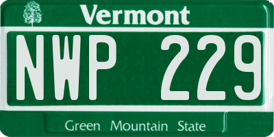 VT license plate NWP229