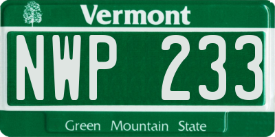 VT license plate NWP233