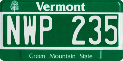 VT license plate NWP235