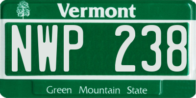 VT license plate NWP238