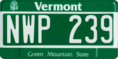 VT license plate NWP239