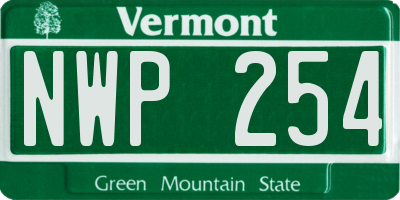 VT license plate NWP254