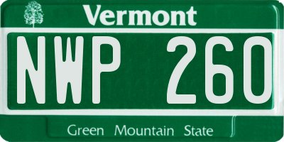 VT license plate NWP260