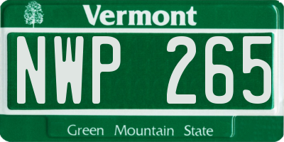 VT license plate NWP265