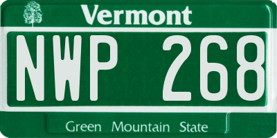 VT license plate NWP268
