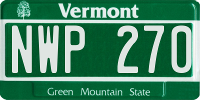 VT license plate NWP270