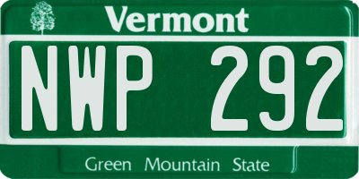 VT license plate NWP292
