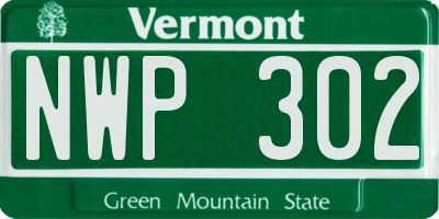 VT license plate NWP302