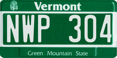 VT license plate NWP304