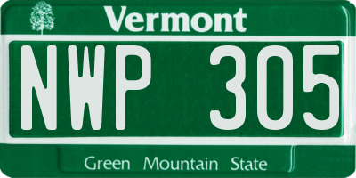 VT license plate NWP305