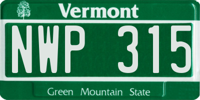 VT license plate NWP315