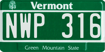 VT license plate NWP316