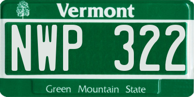 VT license plate NWP322